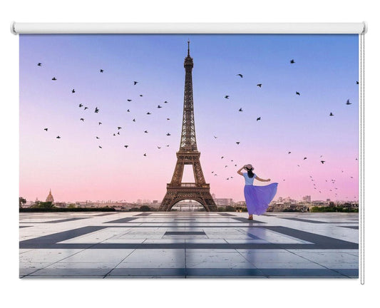 Good Morning Eiffel Tower Paris Printed Picture Photo Roller Blind - 1X2602772 - Art Fever - Art Fever