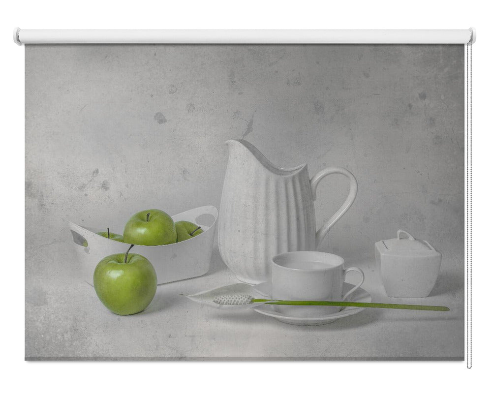 Green Apples Printed Picture Photo Kitchen Roller Blind - 1X2706321 - Art Fever - Art Fever