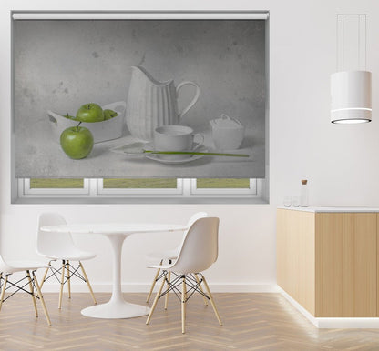 Green Apples Printed Picture Photo Kitchen Roller Blind - 1X2706321 - Art Fever - Art Fever