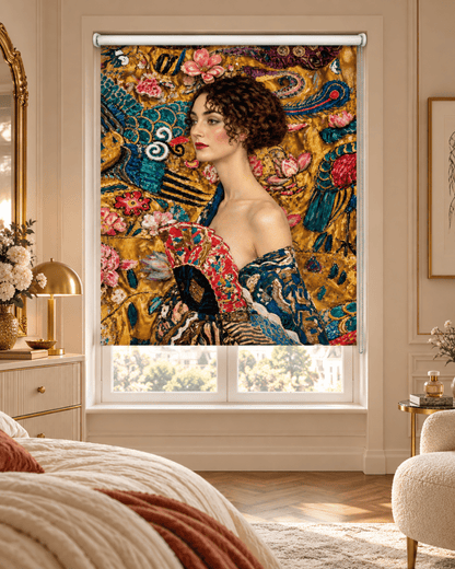 Gustav Klimt's Lady with a Fan Reimagined Printed Picture Roller Blind - RB1508 - Art Fever - Art Fever