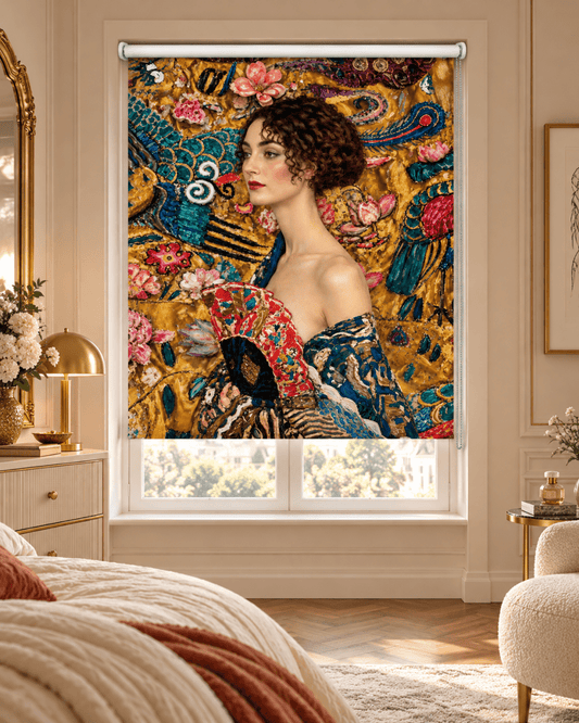 Gustav Klimt's Lady with a Fan Reimagined Printed Picture Roller Blind - RB1508 - Art Fever - Art Fever