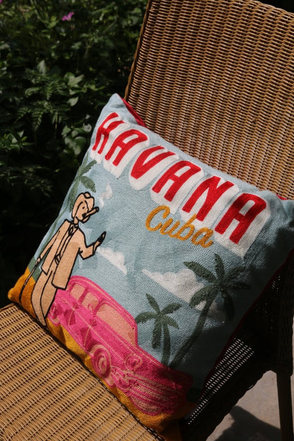 Havana Cuba Needlepoint Cushion - The Pillow Drop - Art Fever
