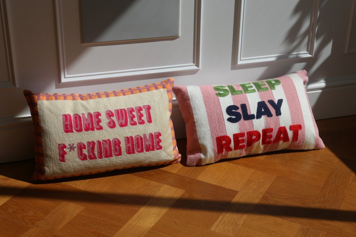 Home Sweet F*cking Home Needlepoint Cushion - The Pillow Drop - Art Fever