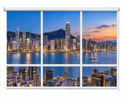 Hong Kong Skyline Faux Window View Printed Picture Roller Blind - RB1488 - Art Fever - Art Fever