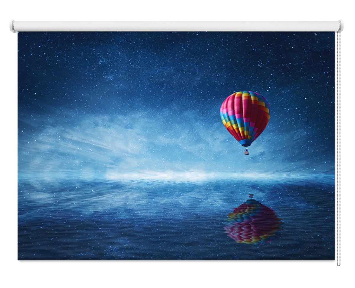 Hot Air Balloon at Night over the Sea Printed Picture Photo Roller Blind - RB617 - Art Fever - Art Fever