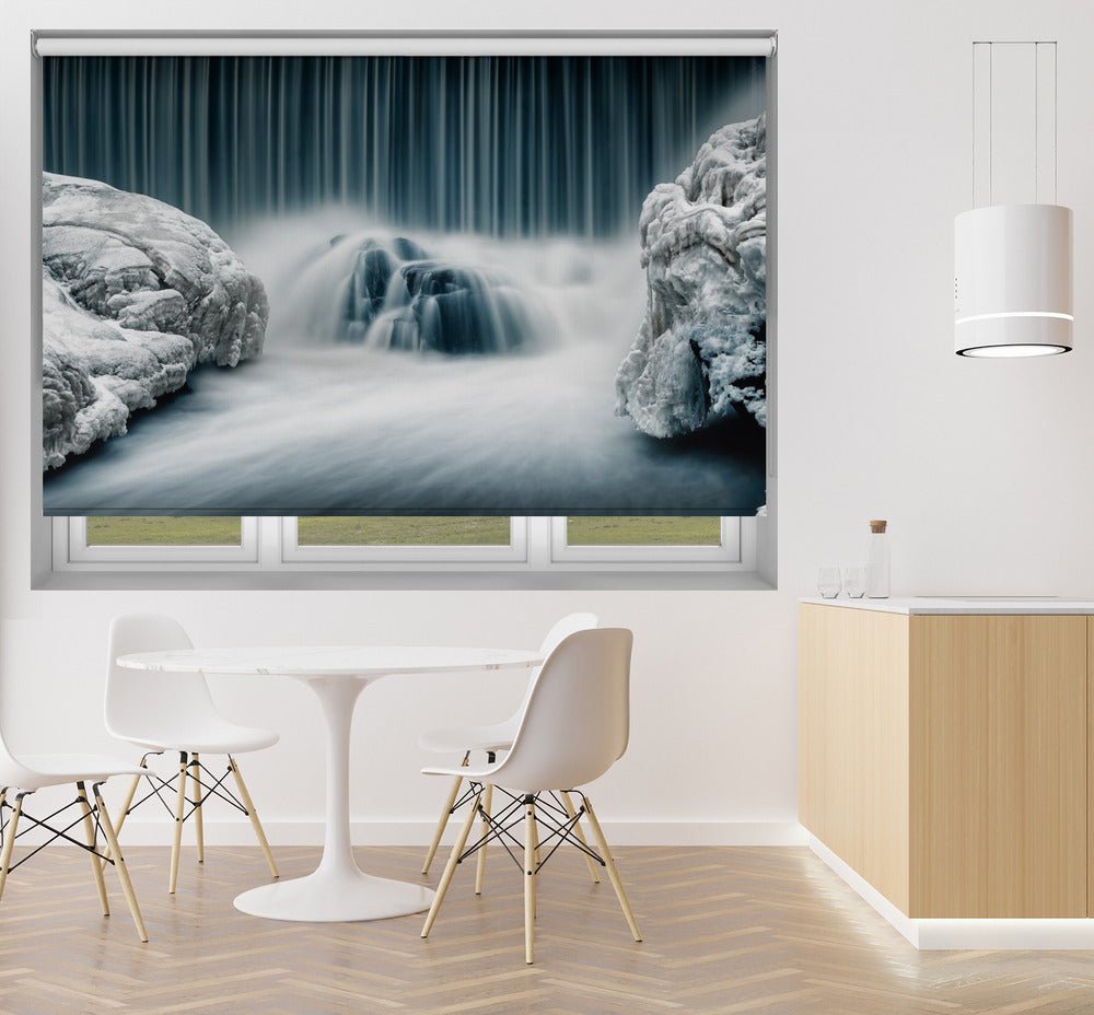 Icy Falls Waterfall Scene Printed Picture Photo Roller Blind - 1X488588 - Art Fever - Art Fever