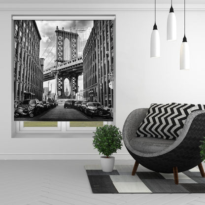 In America Brooklyn Bridge Black & White Printed Picture Photo Roller Blind - 1X1083604 - Pictufy - Art Fever