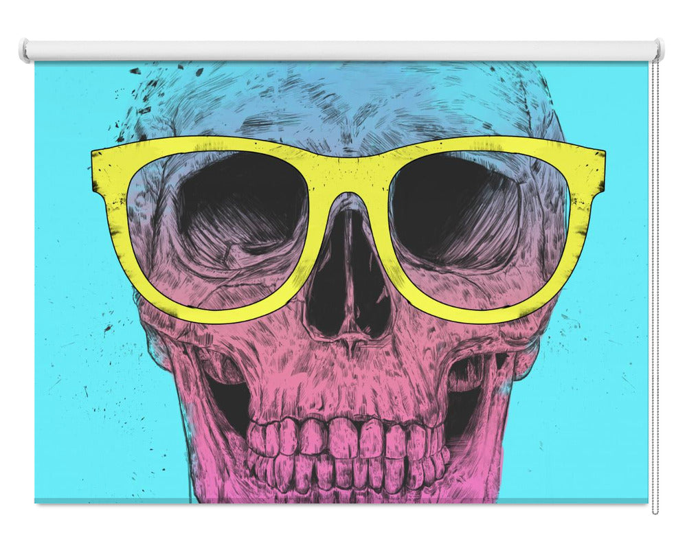 Pop art skull with glasses Printed Picture Photo Roller Blind - 1X2431413