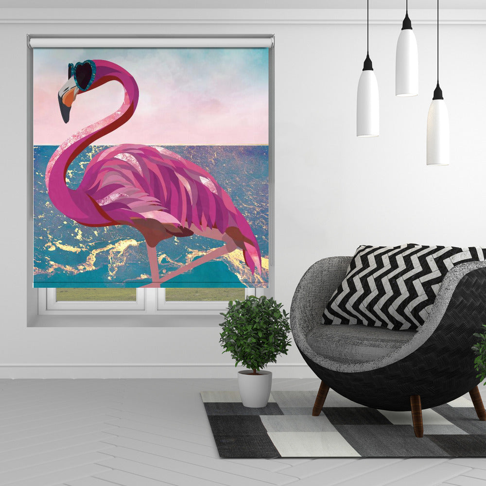 Flamingo goes to the beach Printed Picture Photo Roller Blind - 1X2410019