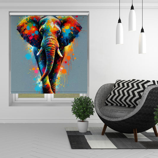 The Elephant Colour Burst Printed Picture Photo Roller Blind - 1X2720576