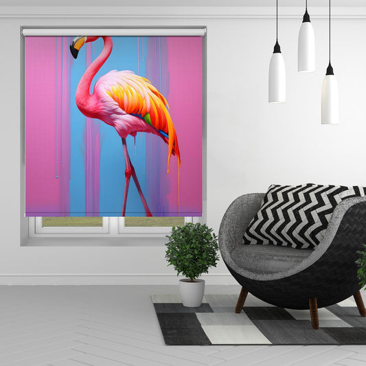 Flamingo Pop Art Colour Burst Printed Picture Photo Roller Blind - 1X2794020