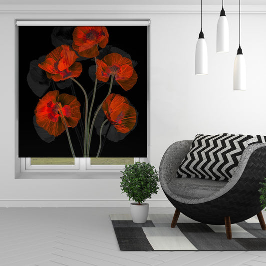 Graceful Red Poppy Printed Picture Photo Roller Blind - 1X2836974