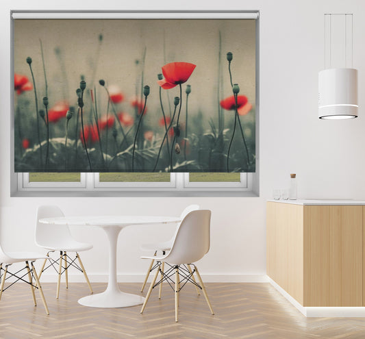 Nostalgic Nature Red Poppies Printed Picture Photo Roller Blind - 1X2839364