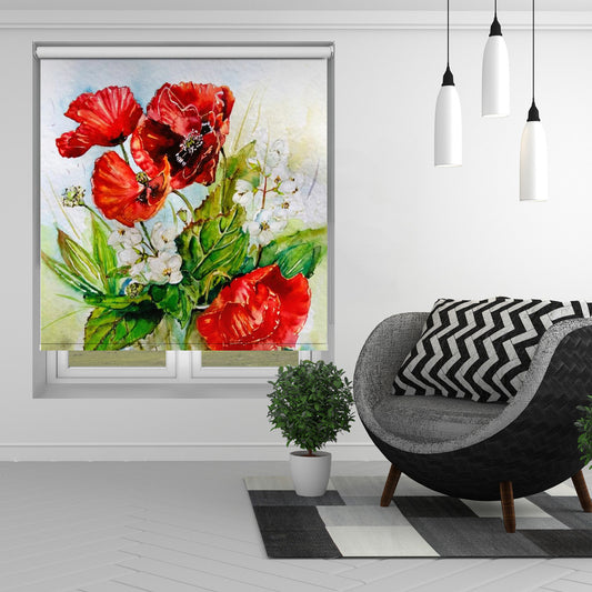 Poppies and Jasmine Printed Picture Photo Roller Blind - 1X2861584