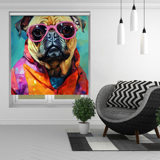 Funky Pug Pop Art Printed Picture Photo Roller Blind - 1X2880102