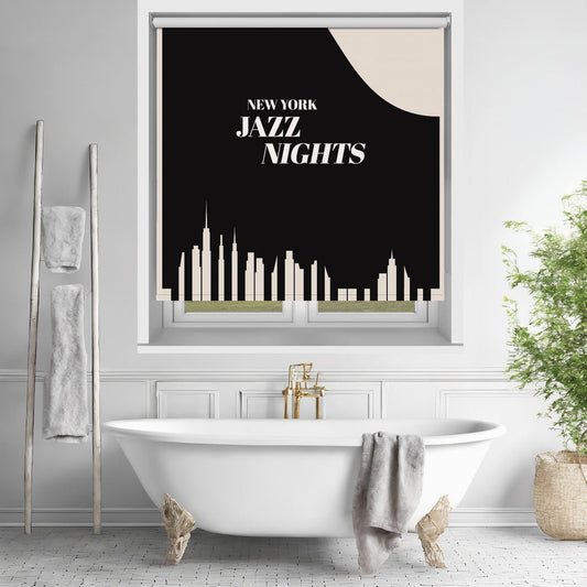 Jazz Nights Nyc Black Printed Picture Photo Roller Blind - 1X2512511 - Art Fever - Art Fever