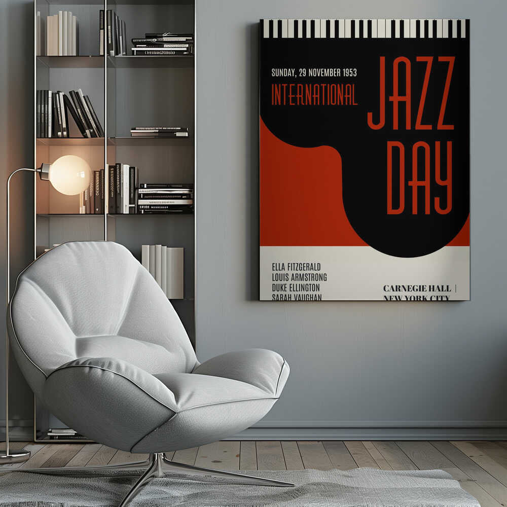 Jazzy Days Dark Red Canvas Print Wall Art 1X2512513 - ART FEVER - Art Fever