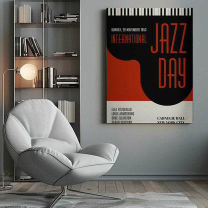 Jazzy Days Dark Red Canvas Print Wall Art 1X2512513 - ART FEVER - Art Fever