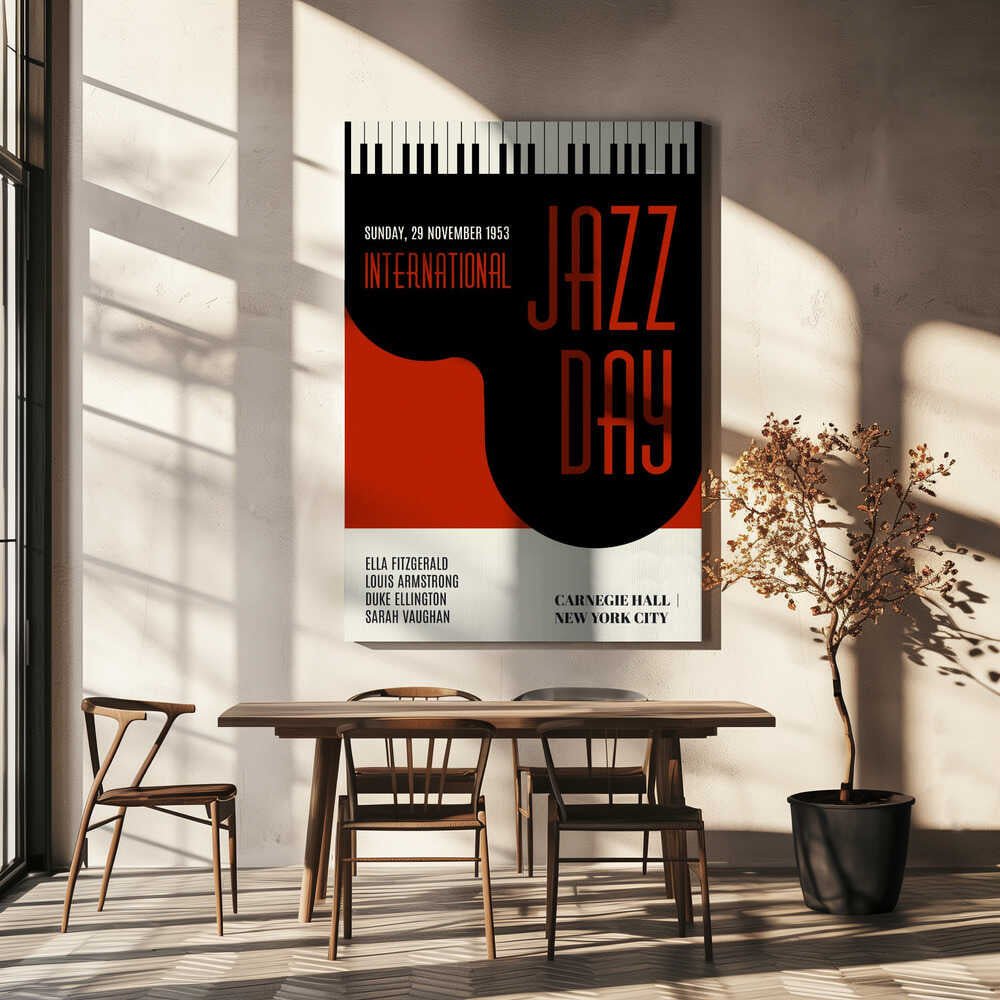 Jazzy Days Dark Red Canvas Print Wall Art 1X2512513 - ART FEVER - Art Fever