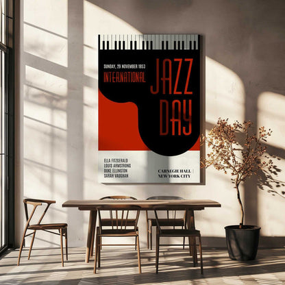 Jazzy Days Dark Red Canvas Print Wall Art 1X2512513 - ART FEVER - Art Fever