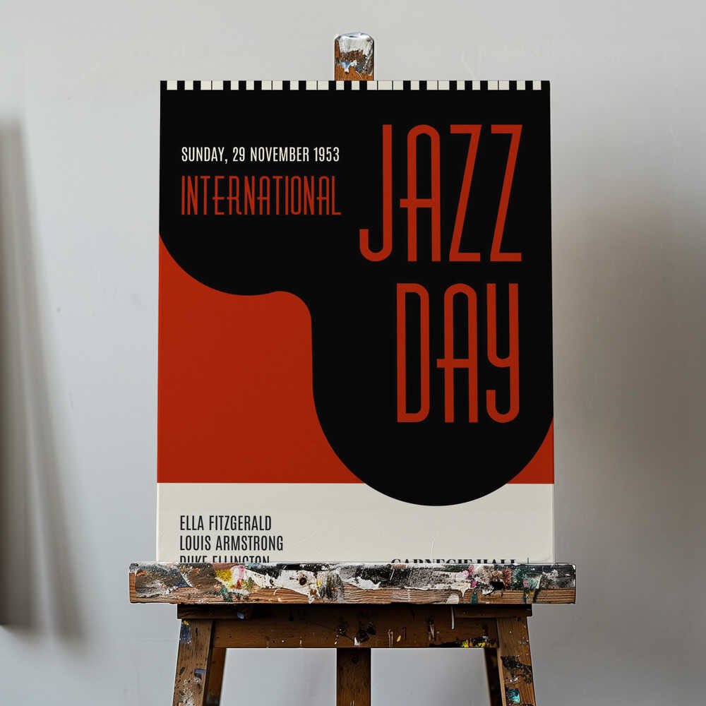 Jazzy Days Dark Red Canvas Print Wall Art 1X2512513 - ART FEVER - Art Fever