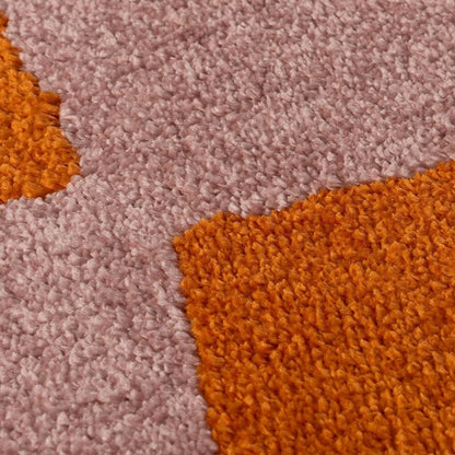 Joli Checkered Orange & Pink Rug - The Rugs - Art Fever