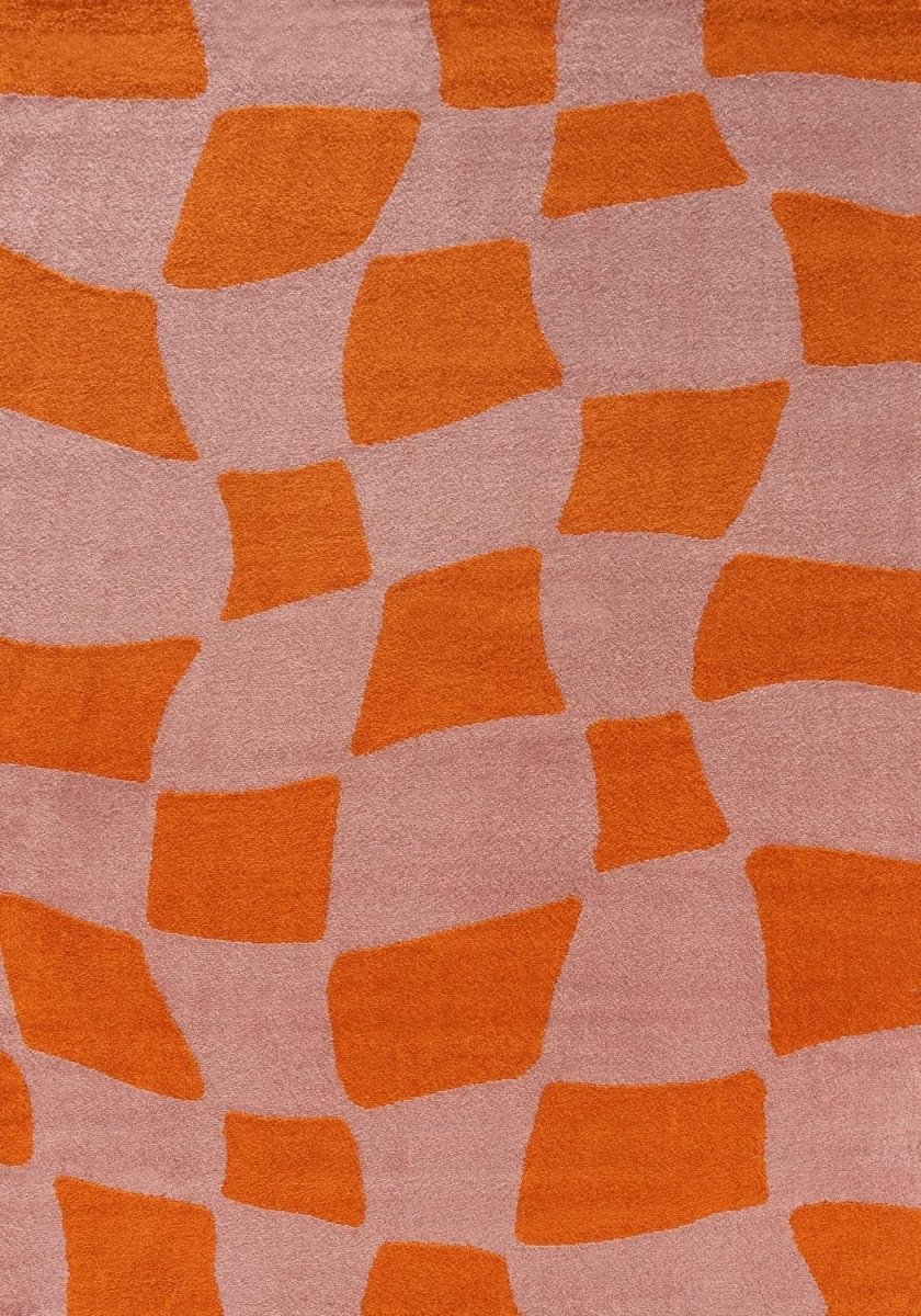 Joli Checkered Orange & Pink Rug - The Rugs - Art Fever