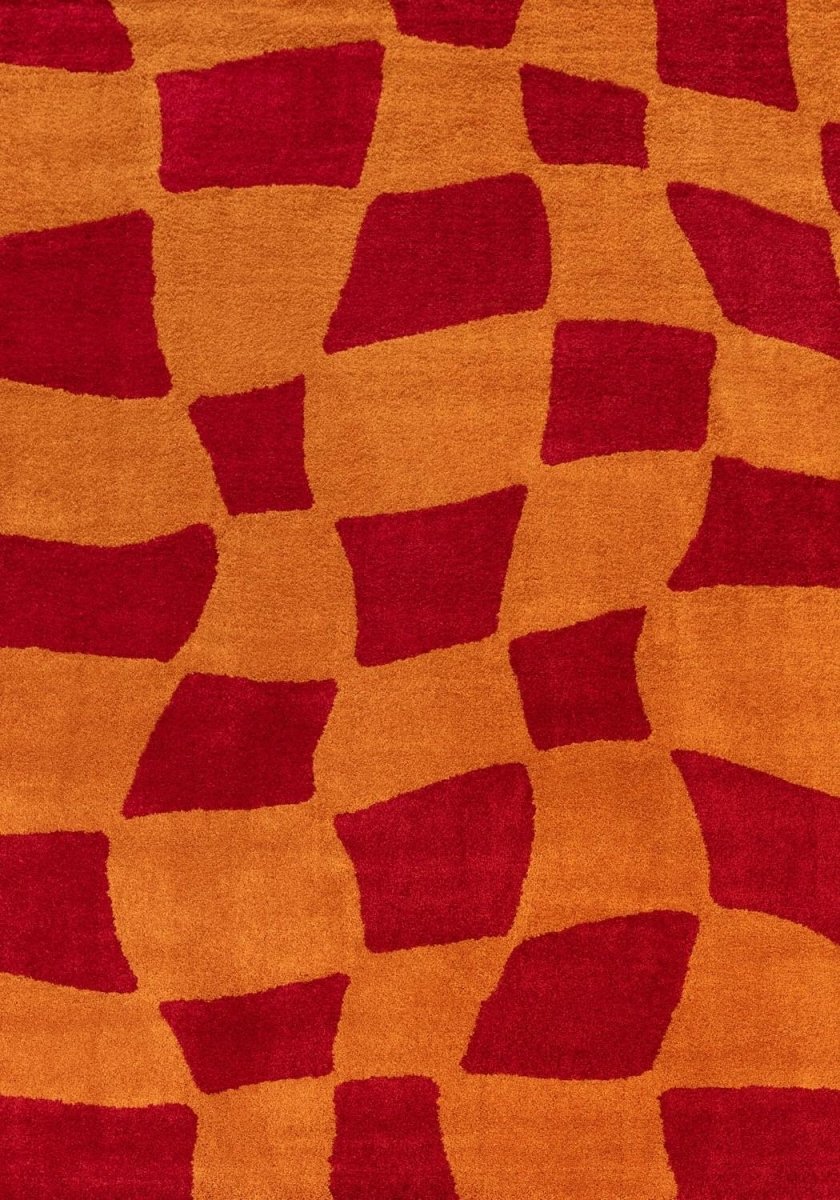 Joli Checkered Red & Orange Rug - The Rugs - Art Fever