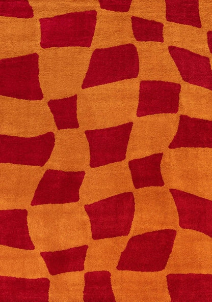 Joli Checkered Red & Orange Rug - The Rugs - Art Fever
