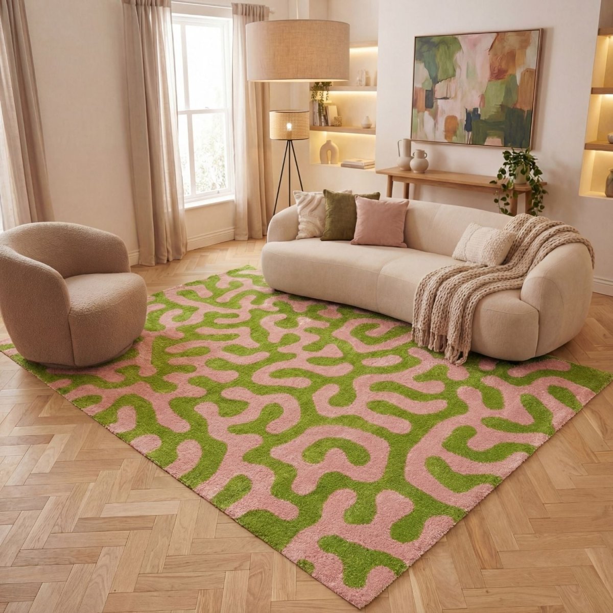 Joli Doodle Green & Pink Rug - The Rugs - Art Fever