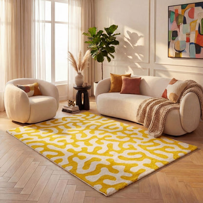 Joli Doodle Yellow & White Rug - The Rugs - Art Fever