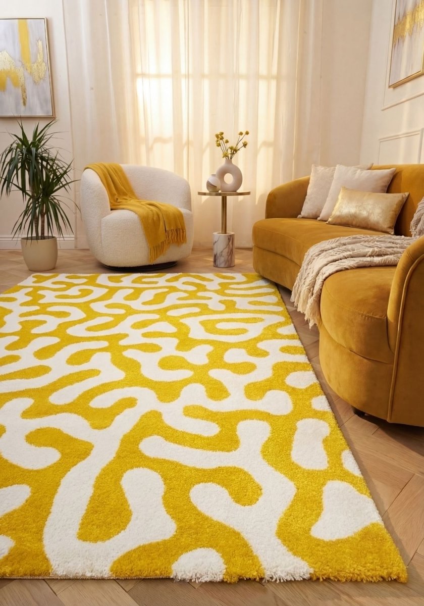 Joli Doodle Yellow & White Rug - The Rugs - Art Fever