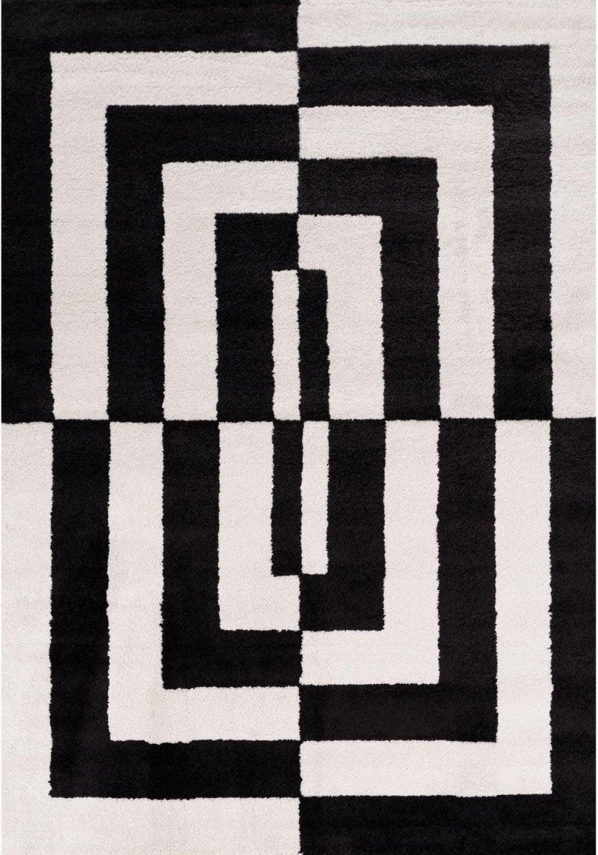 Joli Geometric Black & White Rug - The Rugs - Art Fever