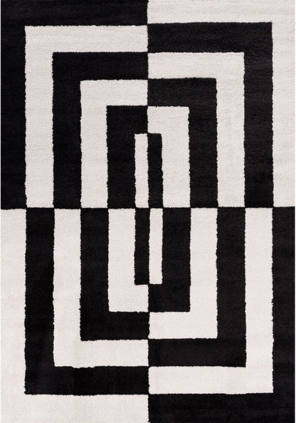 Joli Geometric Black & White Rug - The Rugs - Art Fever