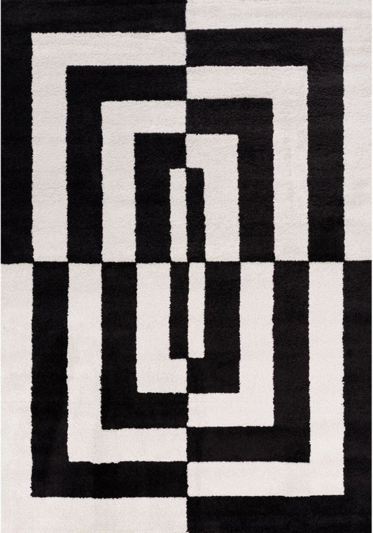 Joli Geometric Black & White Rug - The Rugs - Art Fever