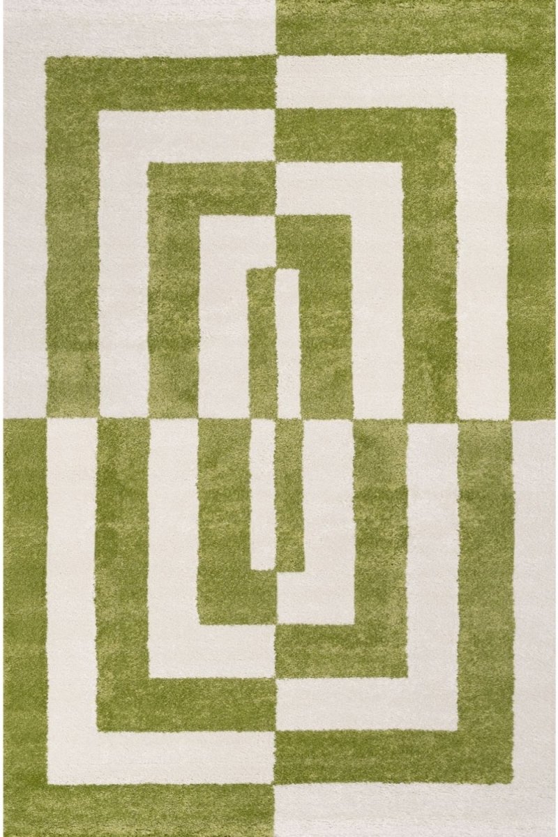 Joli Geometric Green & White Rug - The Rugs - Art Fever