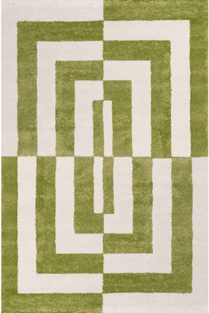 Joli Geometric Green & White Rug - The Rugs - Art Fever