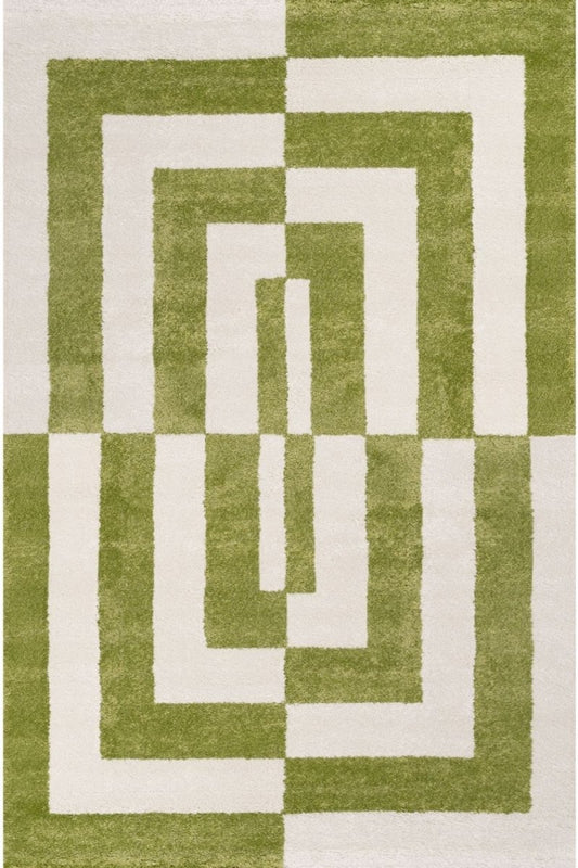 Joli Geometric Green & White Rug - The Rugs - Art Fever