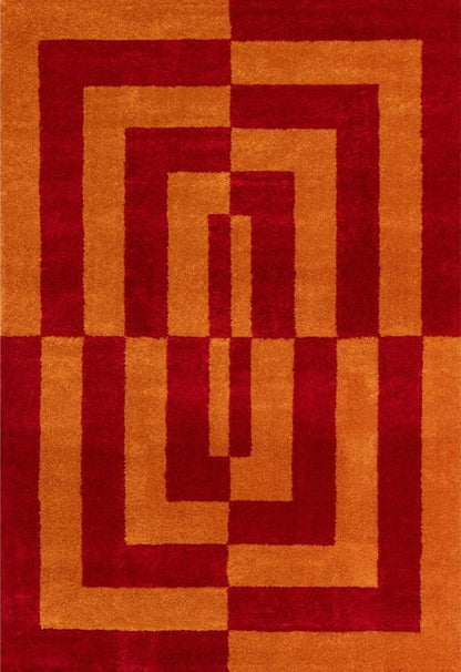 Joli Geometric Red & Orange Rug - The Rugs - Art Fever
