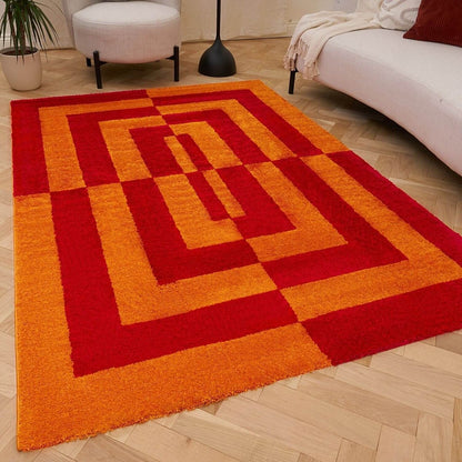 Joli Geometric Red & Orange Rug - The Rugs - Art Fever