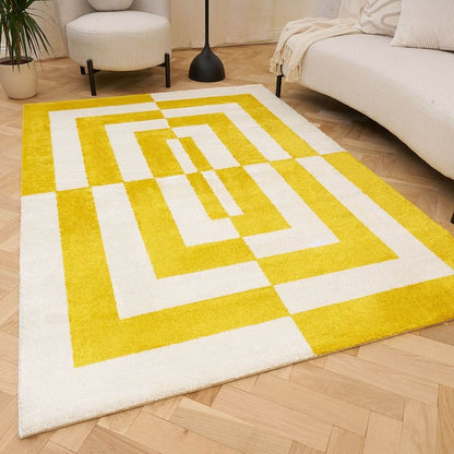 Joli Geometric Yellow & White Rug - The Rugs - Art Fever