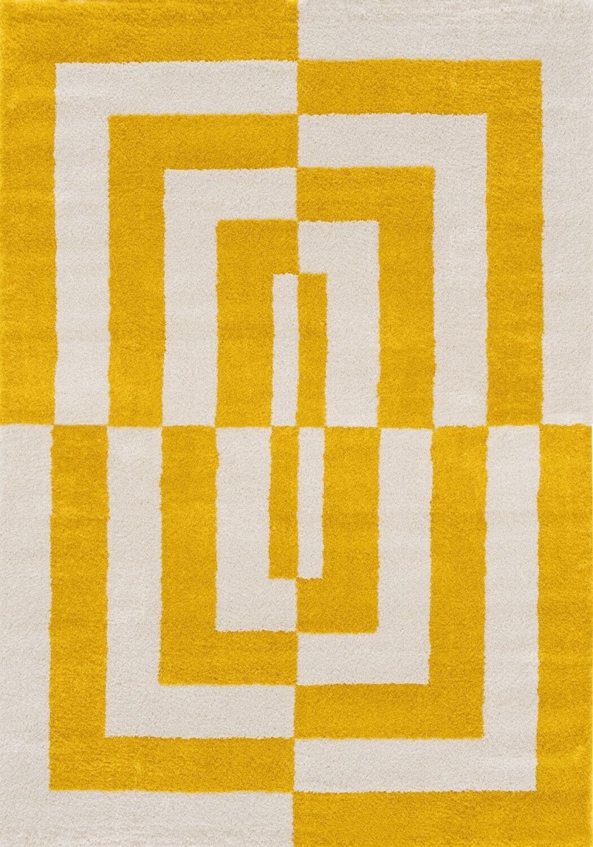Joli Geometric Yellow & White Rug - The Rugs - Art Fever
