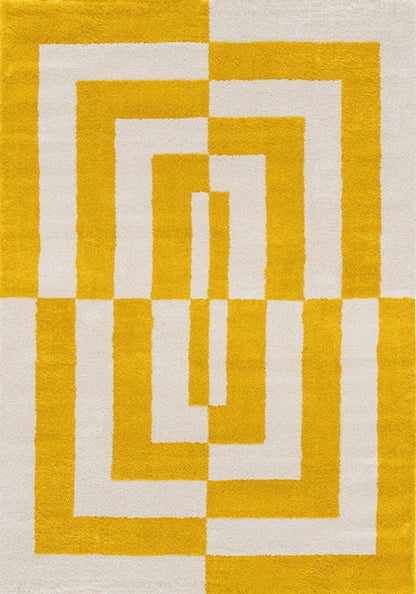 Joli Geometric Yellow & White Rug - The Rugs - Art Fever
