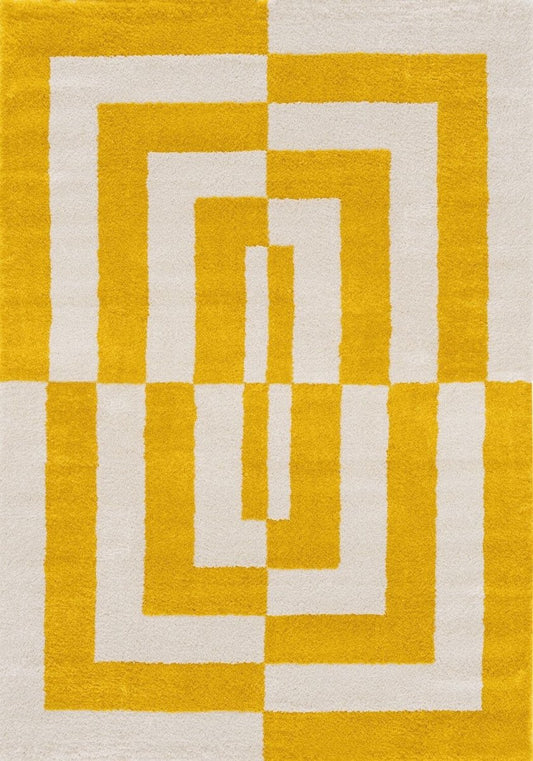 Joli Geometric Yellow & White Rug - The Rugs - Art Fever