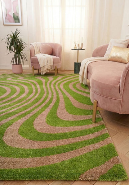 Joli Striped Green & Pink Rug - The Rugs - Art Fever