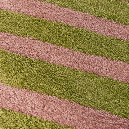 Joli Striped Green & Pink Rug - The Rugs - Art Fever