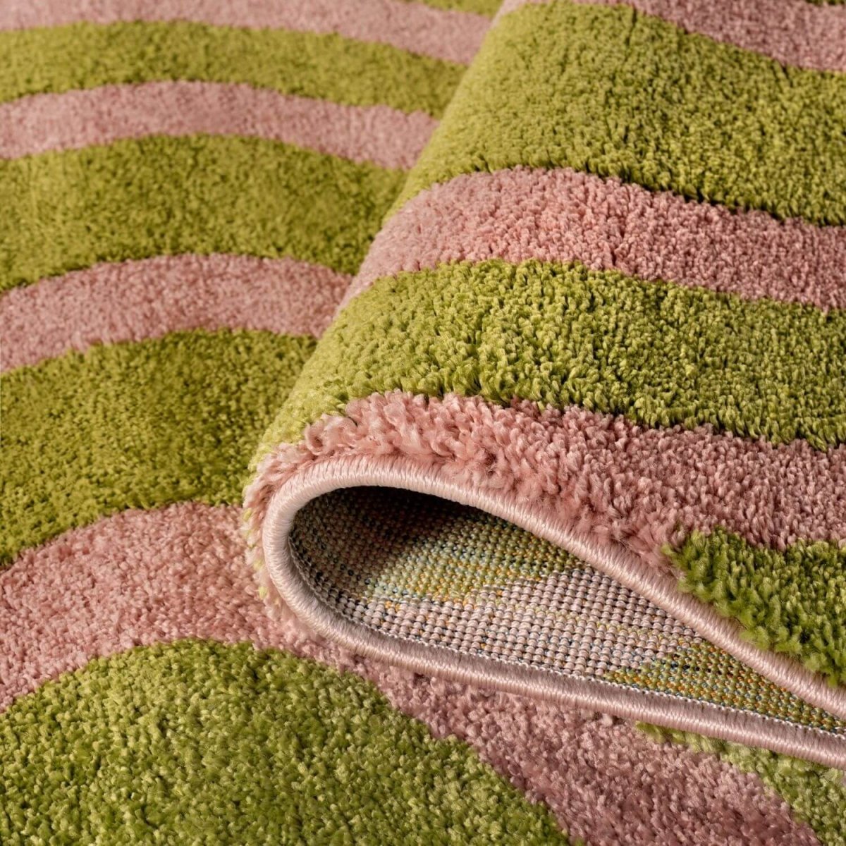 Joli Striped Green & Pink Rug - The Rugs - Art Fever