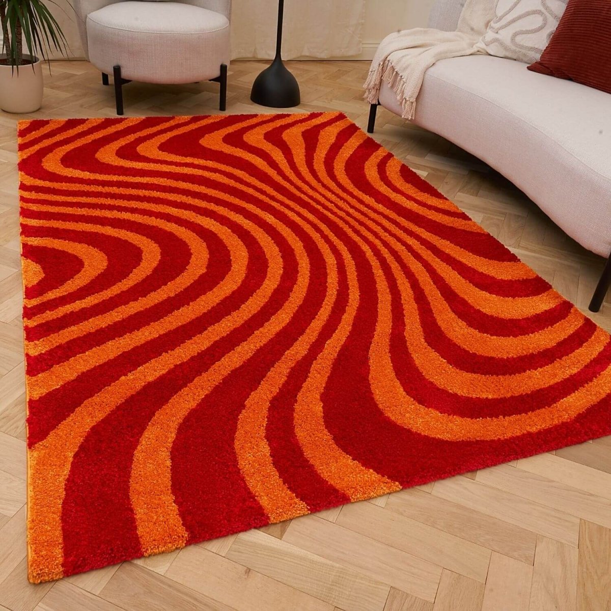 Joli Striped Red & Orange Rug - The Rugs - Art Fever