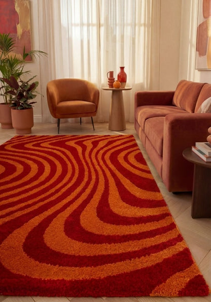 Joli Striped Red & Orange Rug - The Rugs - Art Fever