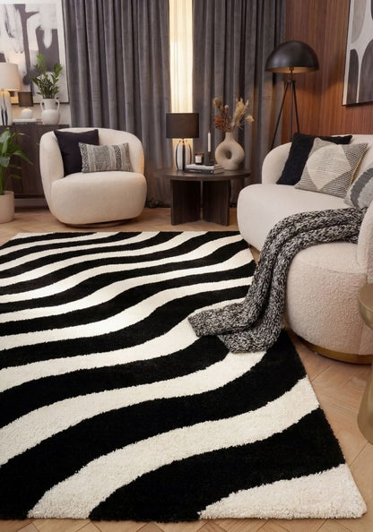 Joli Wave Black & White Rug - The Rugs - Art Fever